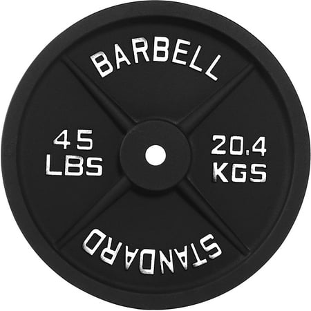 BalanceFrom Classic Cast Iron Weight Plates for Strength Training, 1-Inch, 45-Pound, Single