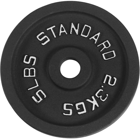 BalanceFrom Classic Cast Iron Weight Plates for Strength Training, 1-Inch, 5-Pound, Single
