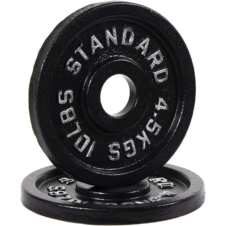BalanceFrom Classic Cast Iron Weight Plates for Strength Training, 2-Inch, 10-Pound, Pair