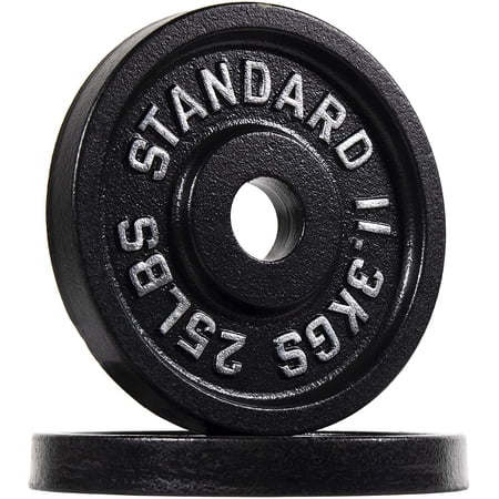 BalanceFrom Classic Cast Iron Weight Plates for Strength Training, 2-Inch, 25-Pound, Pair