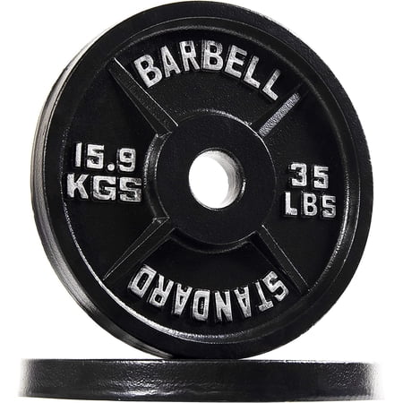 BalanceFrom Classic Cast Iron Weight Plates for Strength Training, 2-Inch, 35-Pound, Pair