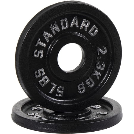 BalanceFrom Classic Cast Iron Weight Plates for Strength Training, 2-Inch, 5-Pound, Pair