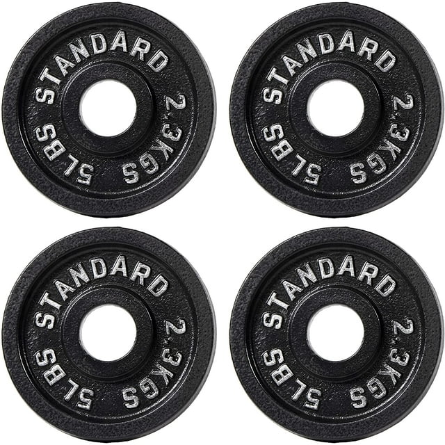 BalanceFrom Classic Cast Iron Weight Plates for Strength Training, 2-Inch, 5-Pound, Set of 4