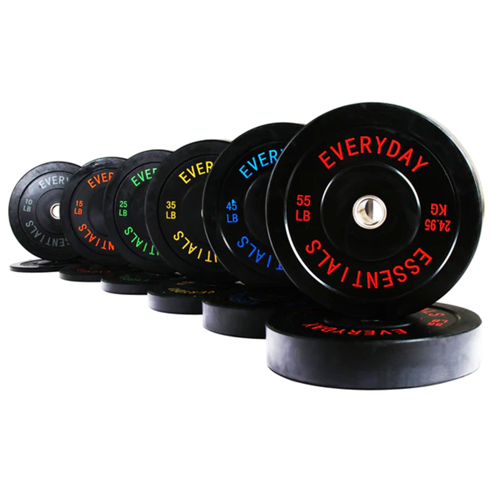 BalanceFrom 370 lb Olympic Rubber Bumper Weight Plate Set with 2” Steel Hub Inserts