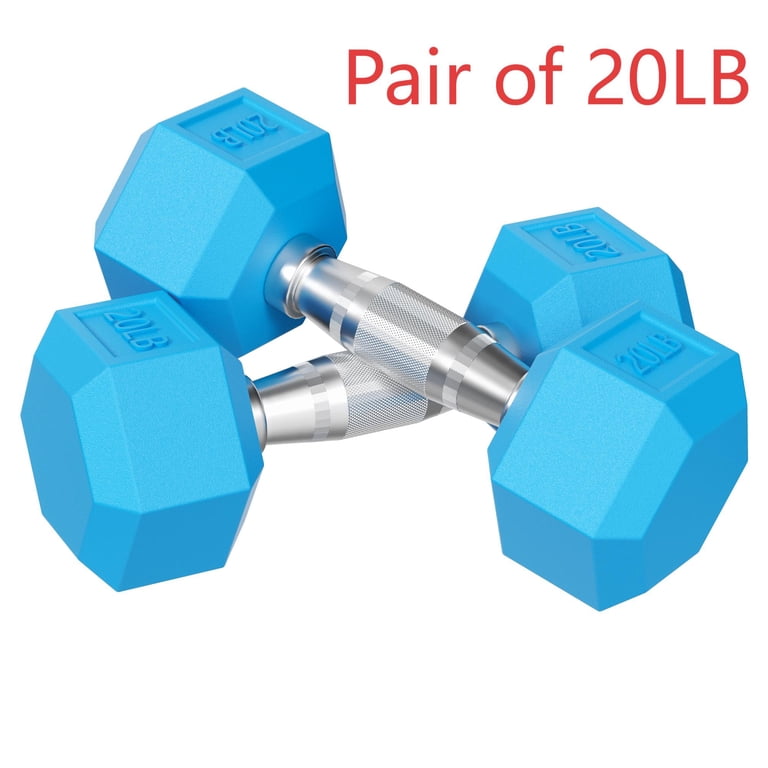 BalanceFrom Color Rubber Hex Dumbbell Set – Pairs of 5, 10, 15, 20