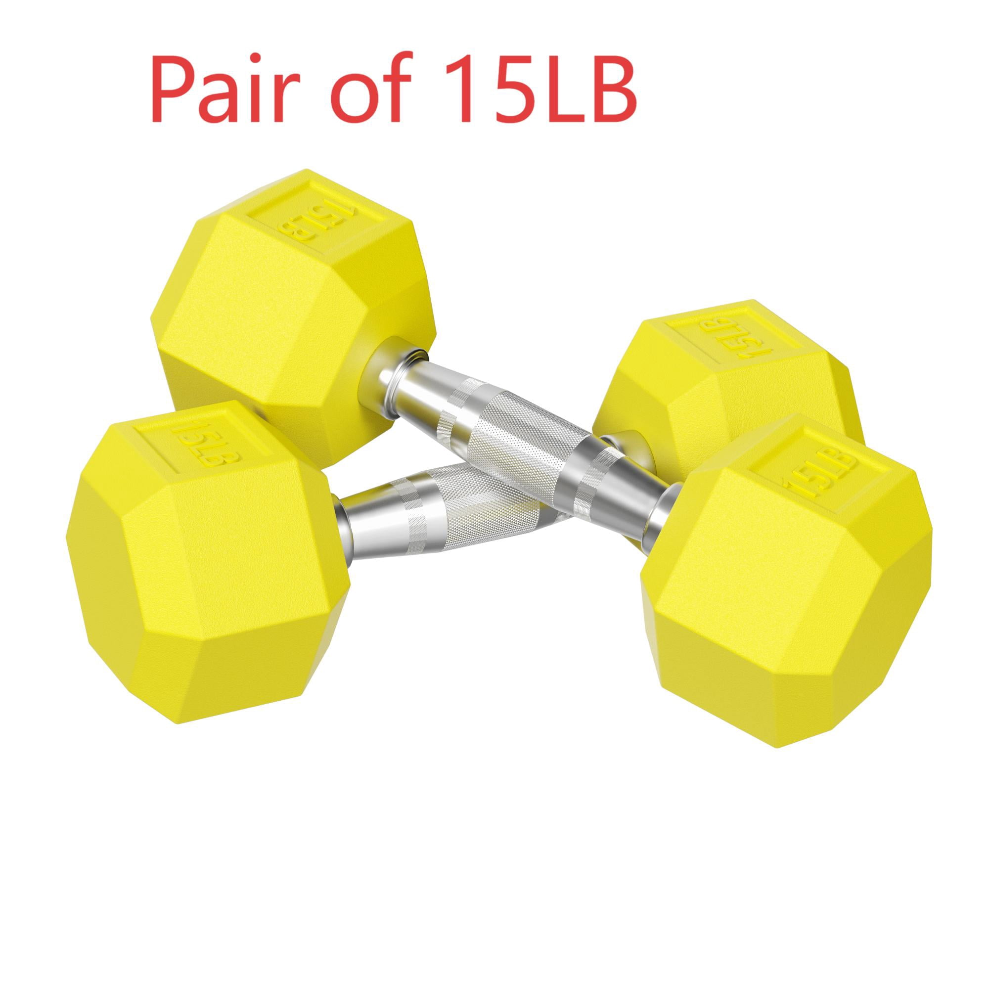 BalanceFrom Color Rubber Hex Dumbbell Set – Pairs of 5, 10, 15, 20