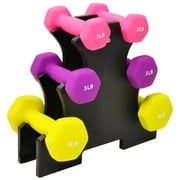 BalanceFrom Colored Neoprene Coated Dumbbell Set of 3 Pairs with Stand, Multiple Sizes