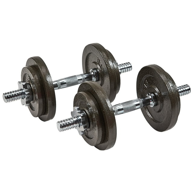 BalanceFrom Contoured Handle Cast Iron Adjustable Dumbbell Weight Set, 20lb Pair