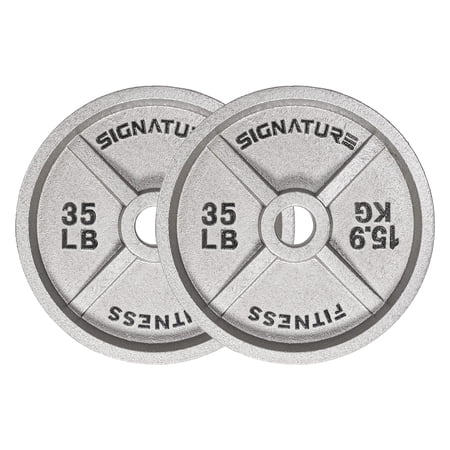 BalanceFrom Deep Dish Olympic Weight Plates, 2-Inch Cast Iron with E-Coating, for Strength Training, Powerlifting, and Home Gym,Multiple Weight Options Available