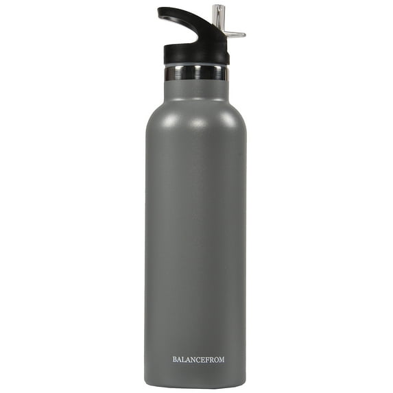 BalanceFrom Double-Wall Vacuum Insulated Stainless Steel Water Bottle, 3 Caps Included, Wide Mouth and Standard Mouth, Multiple Colors and Sizes