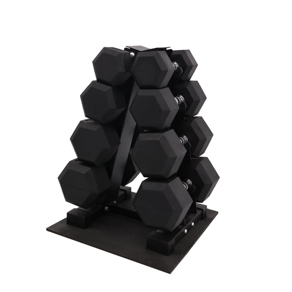 BalanceFrom Dumbbell Set with Stand, Rubber Encased Home Gym Strength Training Weights, 140lb