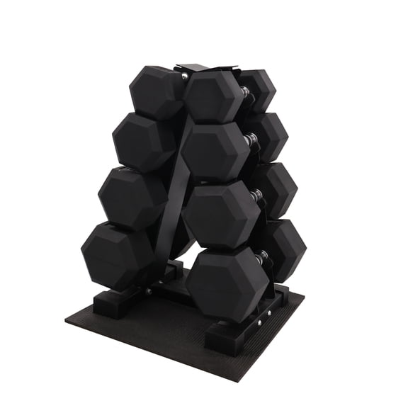 BalanceFrom Dumbbell Set with Stand, Rubber Encased Home Gym Strength Training Weights, 140lb