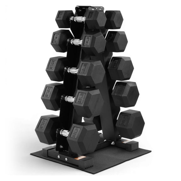 BalanceFrom Dumbbell Weight Set with Storage Rack with Pairs of 5, 10, 15, 20 lbs, Black