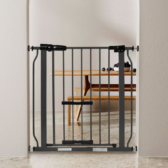 BalanceFrom Easy Walk-Thru Safety Gate with Pet Door for Doorways and Stairways with Auto-Close/Hold-Open Features, 30-Inch Tall, Fits 29.1-33.8 Inch Openings, Graphite