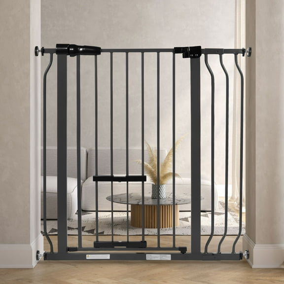 BalanceFrom Easy Walk-Thru Safety Gate with Pet Door for Doorways and Stairways with Auto-Close/Hold-Open Features, 36-Inch Tall, Fits 29.1-38.5 Inch Openings, Graphite