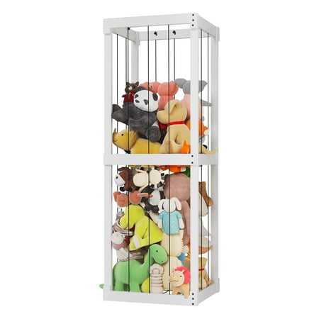 Peekabu Extra Large Stuffed Toy Storage, Stuffed Animal Holder Wooden Plush Storage, Organizer Shelf with Elastic Band for Birthday Gift for Toddler & Kid, Bedroom Decor Corner