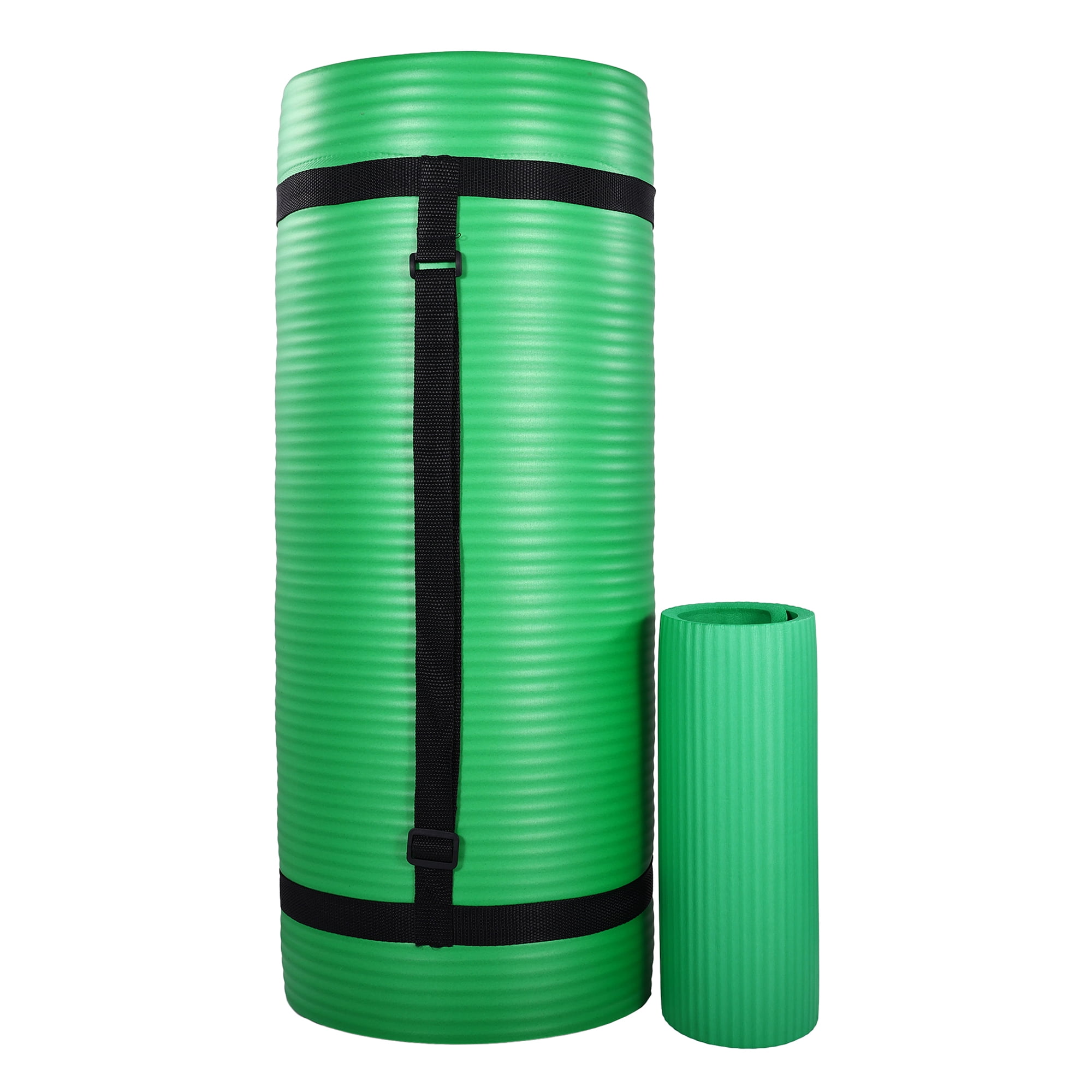 Green Extra Thick High Density Foam Yoga Mat with Knee Pad and Carrying Strap