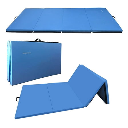 BalanceFrom 10ft x 4ft x 2in 4-Panel All-Purpose Folding Gymnastics Mat, Blue