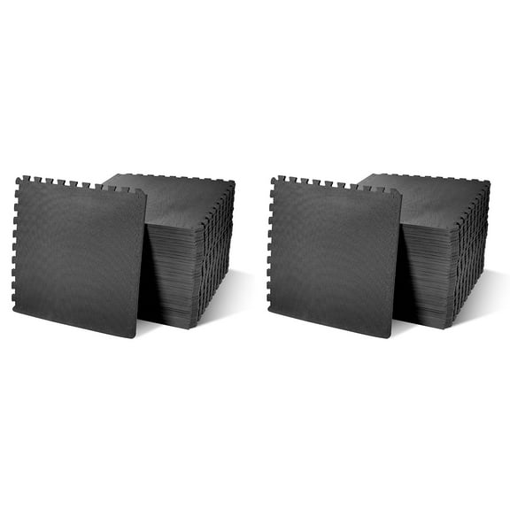 BalanceFrom 2-Pack 36 Ct. 24x24 Interlocking Foam Puzzle Exercise Mat, 1/2 Thick, Black