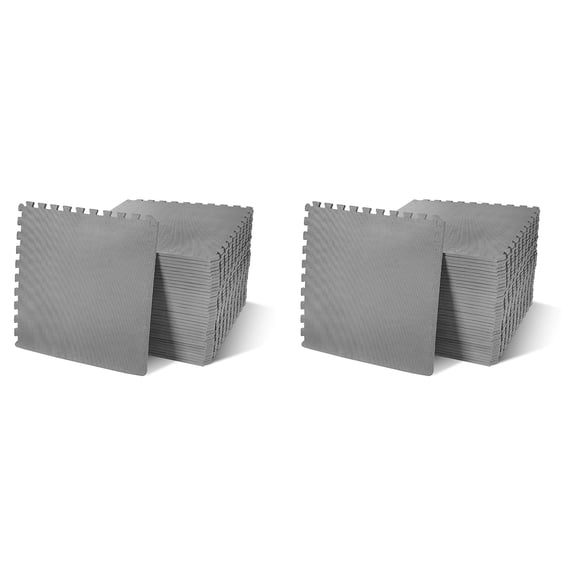 BalanceFrom 2-Pack 36 Ct. 24”x24” Interlocking Foam Puzzle Exercise Mat, 1/2” Thick, Gray