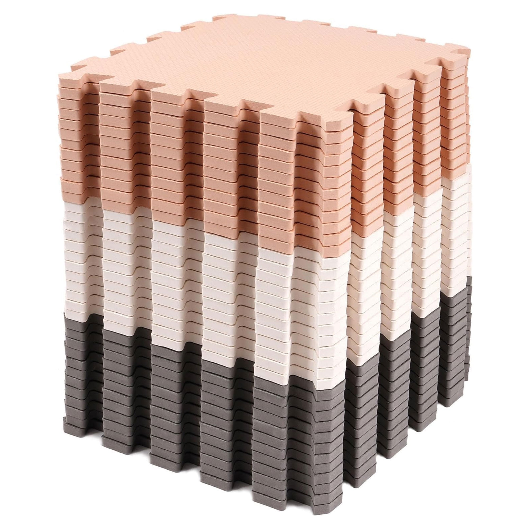 BalanceFrom 16-Tile Pink, White, Gray PVC Interlocking Play Mat