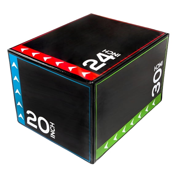 BalanceFrom Foam Plyometric Jump Box with 20”, 24”, and 30” Heights, 16 lbs, Multicolored