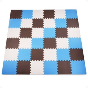 BalanceFrom 36-Pack 12”x12” Interlocking Puzzle Play Mat, 0.4” Thick, Blue/Brown/Beige