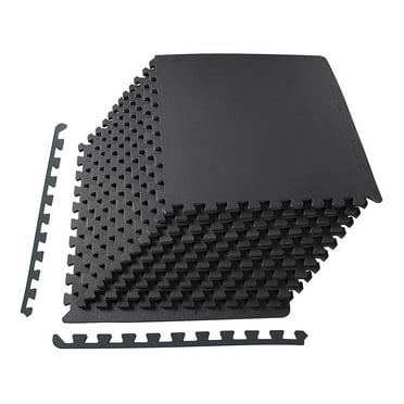 BalanceFrom Fitness 48 SqFt Interlocking EVA Foam Exercise Mat Tiles, Black