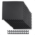 thumbnail image 1 of BalanceFrom 12-Pack 24”x24” Interlocking Foam Puzzle Exercise Mat, 1/2” Thick, Black, 1 of 9