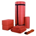 thumbnail image 1 of BalanceFrom Fitness 7 Pc Yoga Set w/ Mat, Stretch Strap, & Knee Pad, Red, 1 of 9