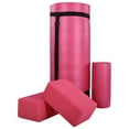 thumbnail image 1 of BalanceFrom 71x24x1 Inches Extra Thick Yoga Mat with Knee Pad and 2 Blocks, Pink, 1 of 11
