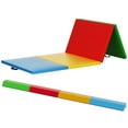 thumbnail image 1 of BalanceFrom 8ftx4ftx2in 4-Panel Folding Gymnastics Mat w/ 8ft Balance Beam, Multicolored, 1 of 12