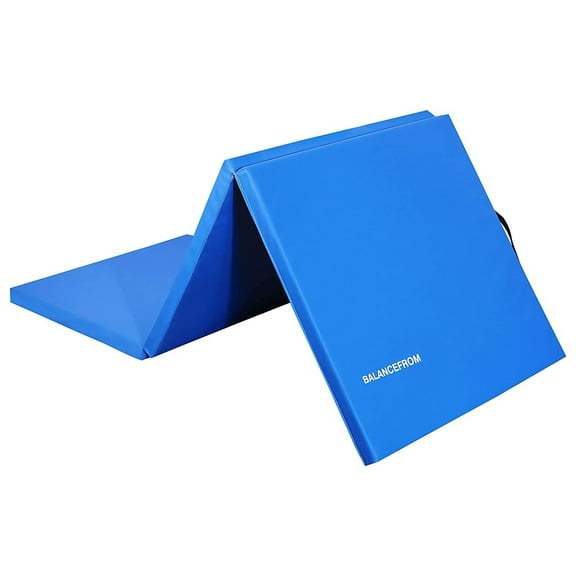BalanceFrom 6ft x 2ft x 1.5in 3-Panel All-Purpose Folding Gymnastics Mat, Blue