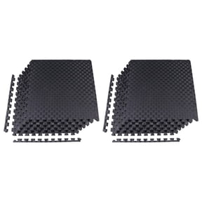BalanceFrom 2-Pack 6 Ct. 24x24 Interlocking Foam Puzzle Exercise Mat, 1 Thick, Black