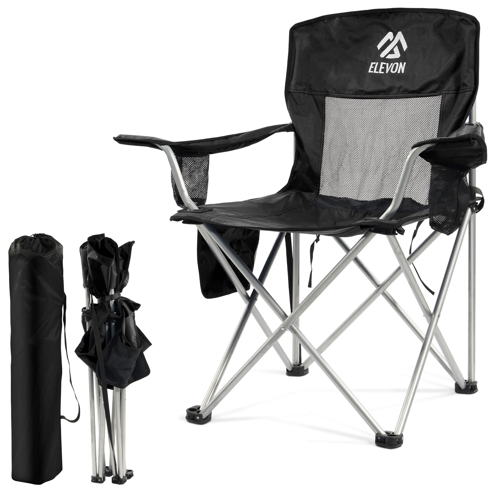 BalanceFrom Folding Camp Chair，Portable Outdoor Chair，with Cup Holder & Carrying Bag，for Camping, Beach, Fishing, and Sports Events