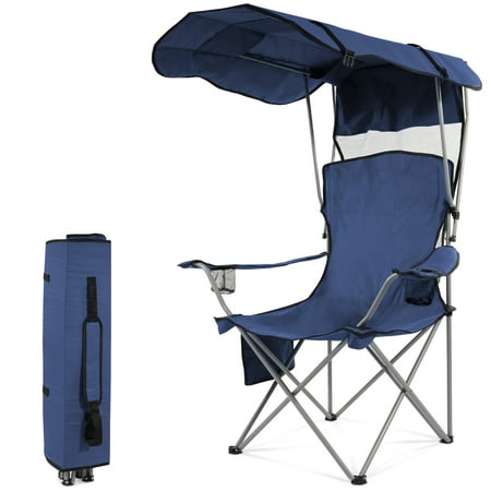 BalanceFrom Folding Camp Chair，Portable Outdoor Chair，with Shade & Cup Holder，for Camping, Beach, Fishing, and Sports Events