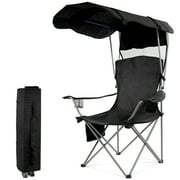 BalanceFrom Folding Camp Chair，Portable Outdoor Chair，with Shade & Cup Holder，for Camping, Beach, Fishing, and Sports Events