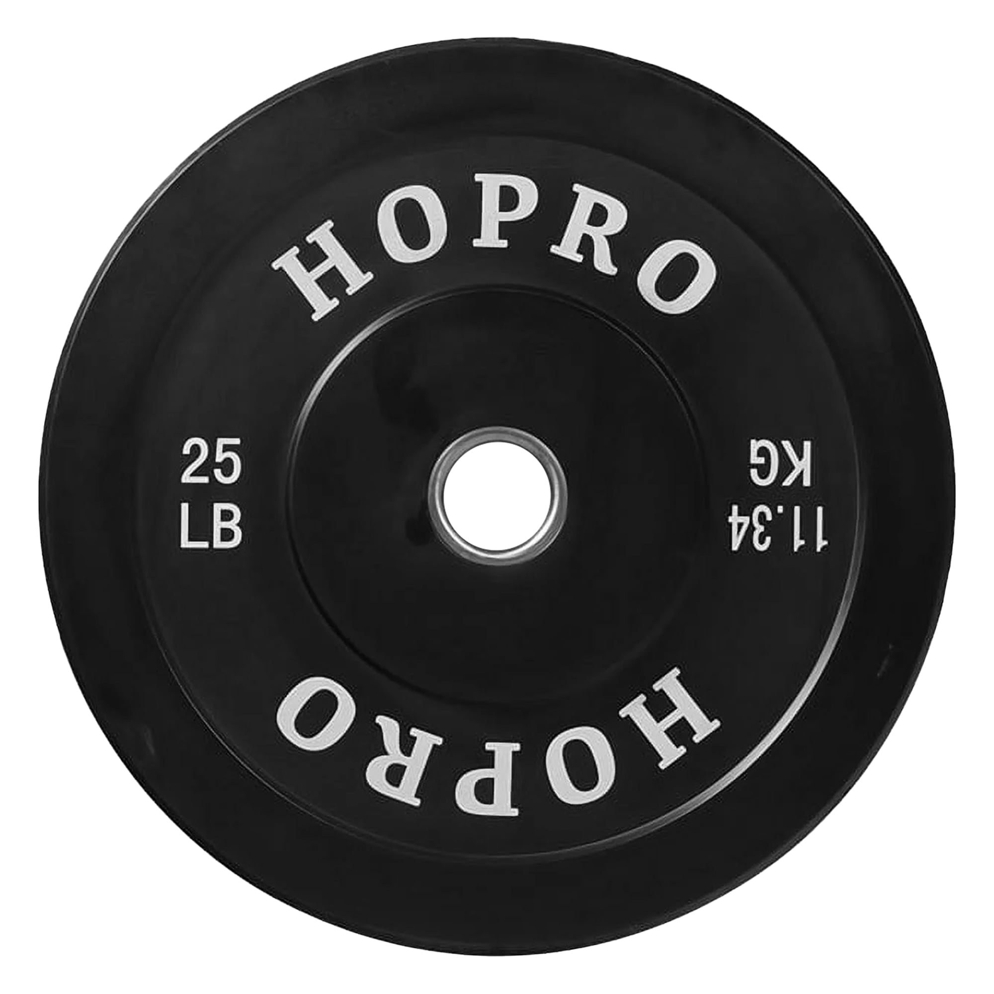 BalanceFrom HOPRO Olympic Bumper Plate Weight Plate with Steel Hub, Black, 25 lbs, Single