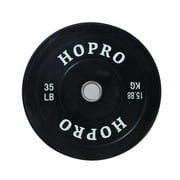 BalanceFrom HOPRO Olympic Bumper Plate Weight Plate with Steel Hub, Black, 35 lbs, Single