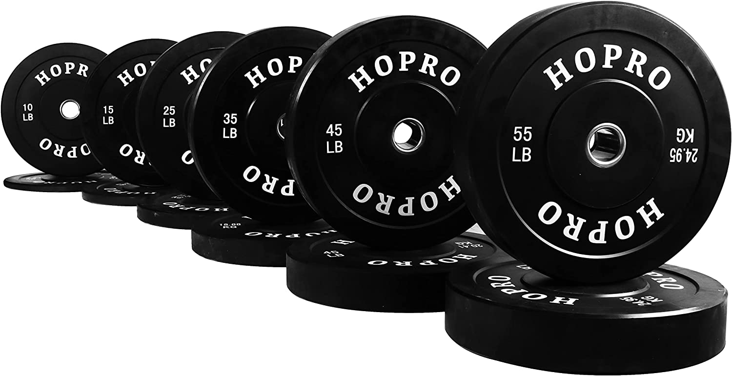 BalanceFrom HOPRO Olympic Bumper Plate Weight Plate with Steel Hub, Black, 370 lbs Set - image 1 of 3