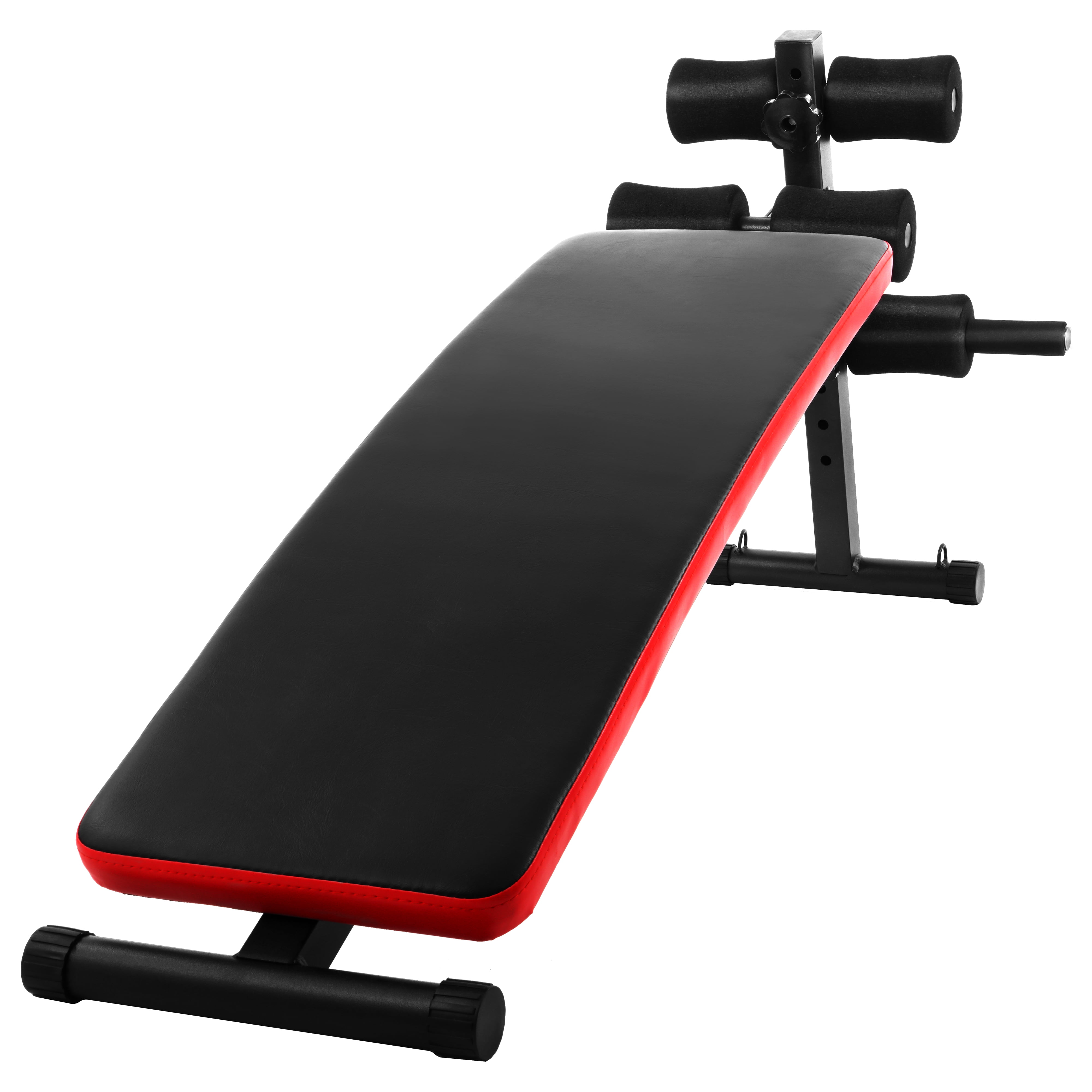 BalanceFrom Multi-Function Adjustable Folding Fitness Bench, Workout Bench, with Non-slip Feet and Soft Foam Handle, for Sit-ups and Abdominal Exercises, Black and Red