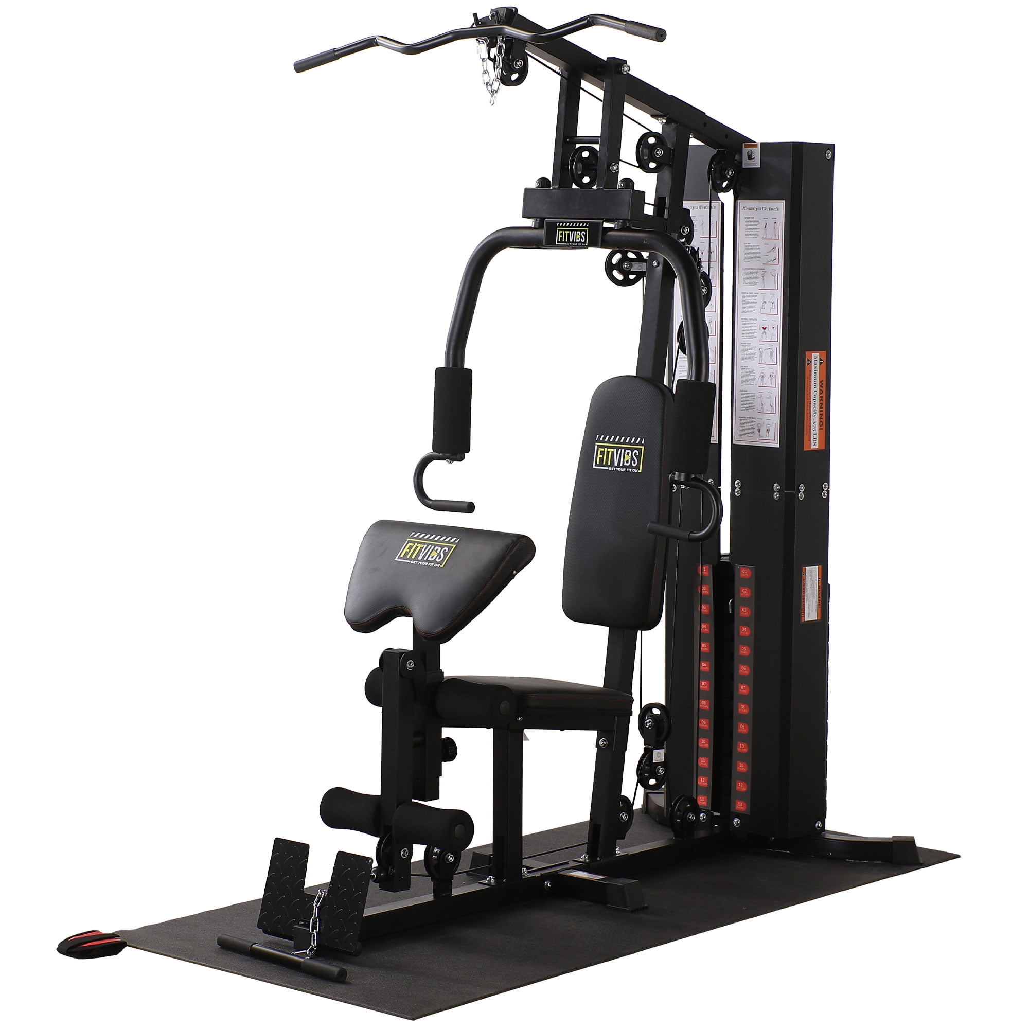 BalanceFrom Multifunctional Home Gym Workout Station with Floor Mat & 160 lb. Weight Stack