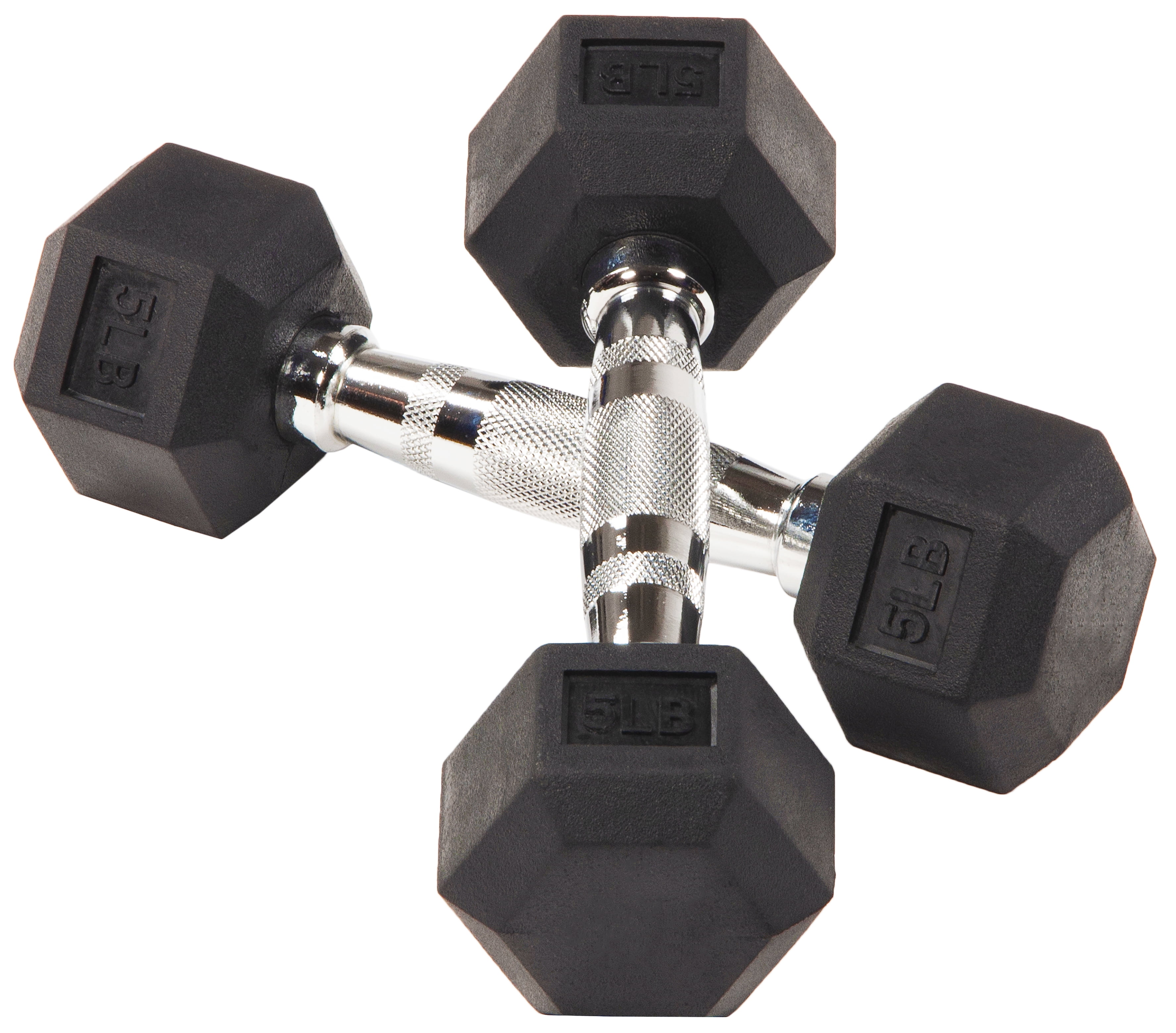 BalanceFrom Non-Slip Grip Dumbbell, Rubber Hex, 5 lbs, 2 Count