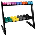 thumbnail image 1 of BalanceFrom 110 lb Neoprene Coated Iron Dumbbell Hex Weights Set with Stand, Color-Coded, 1 of 10