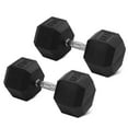 thumbnail interactive-video image 1 of BalanceFrom Non-Slip Grip Rubber Encased Hex Dumbbells, 60 lbs Single, 1 of 7