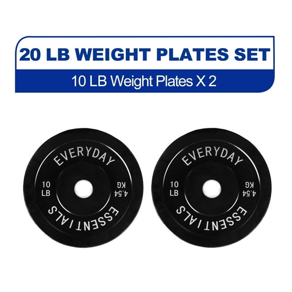 BalanceFrom Olympic Bumper Plate Weight Plate, 10 lbs Pair Black