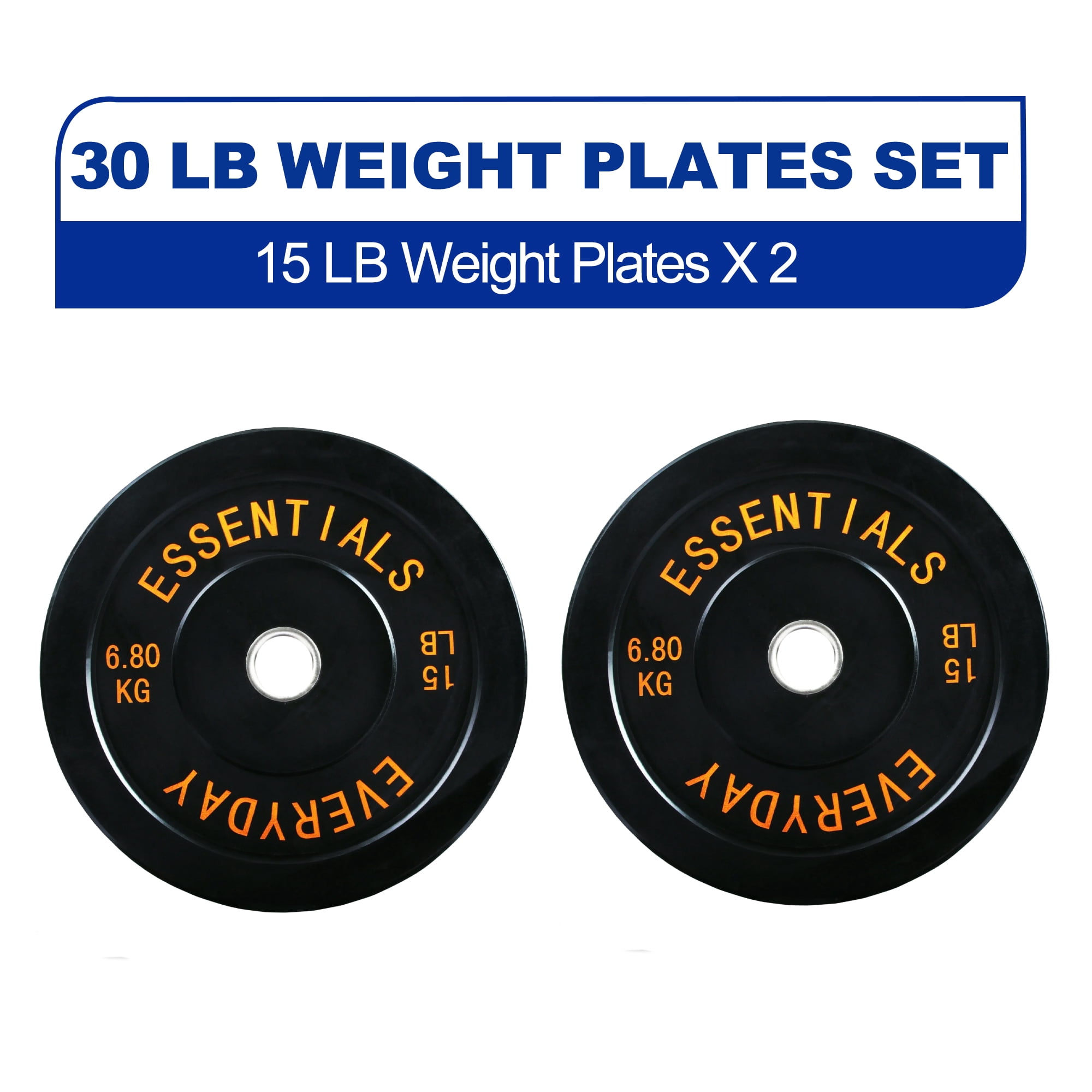 BalanceFrom Olympic Bumper Plate Weight Plate, 15 lbs Pair Black