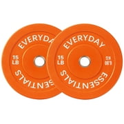 BalanceFrom Olympic Bumper Plate Weight Plate, 15 lbs Pair Color