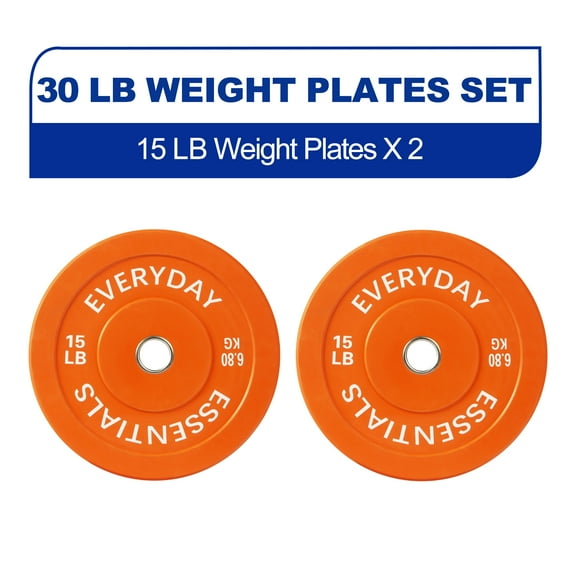 BalanceFrom Olympic Bumper Plate Weight Plate, 15 lbs Pair Color