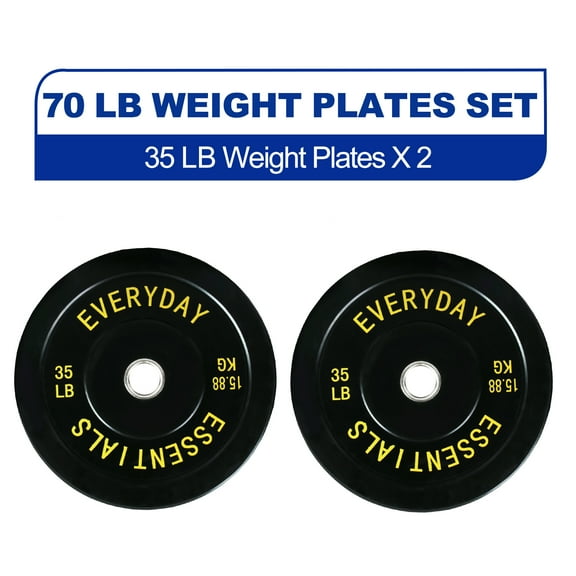 BalanceFrom Olympic Bumper Plate Weight Plate, 35 lbs Pair Black